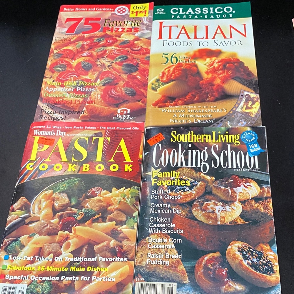 Set of Four vintage Pizza Pasta  Italian and Southern Cookbook recipe Magazines
